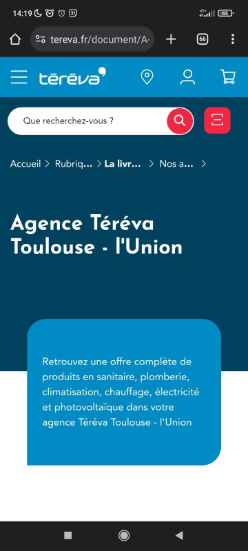 Fournisseur matériel plomberie et sanitaire  L Union Tereva 
